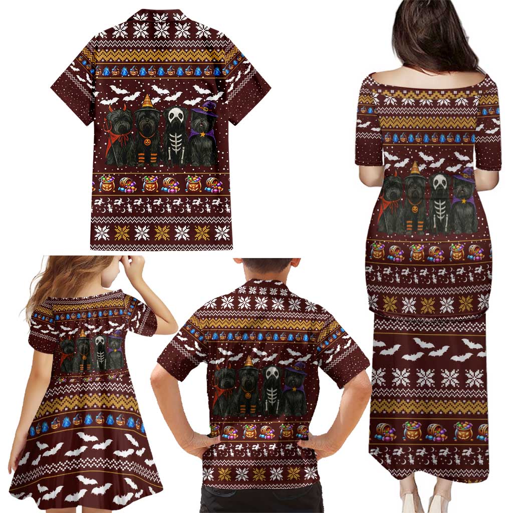 Affenpinscher Dog Halloween Christmas Family Matching Puletasi and Hawaiian Shirt Xmas Holiday Patterns - Wonder Print Shop
