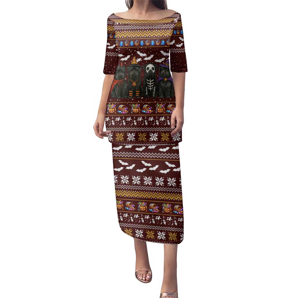 Affenpinscher Dog Halloween Christmas Family Matching Puletasi and Hawaiian Shirt Xmas Holiday Patterns - Wonder Print Shop