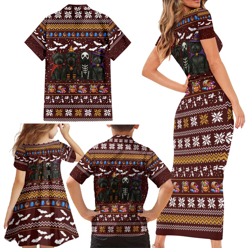Affenpinscher Dog Halloween Christmas Family Matching Short Sleeve Bodycon Dress and Hawaiian Shirt Xmas Holiday Patterns - Wonder Print Shop