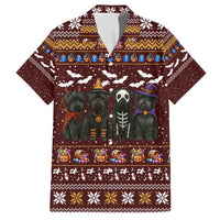 Affenpinscher Dog Halloween Christmas Family Matching Short Sleeve Bodycon Dress and Hawaiian Shirt Xmas Holiday Patterns - Wonder Print Shop
