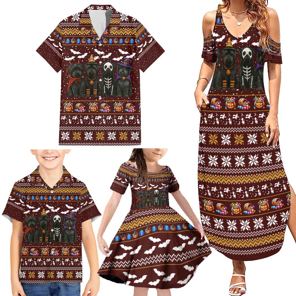 Affenpinscher Dog Halloween Christmas Family Matching Summer Maxi Dress and Hawaiian Shirt Xmas Holiday Patterns - Wonder Print Shop
