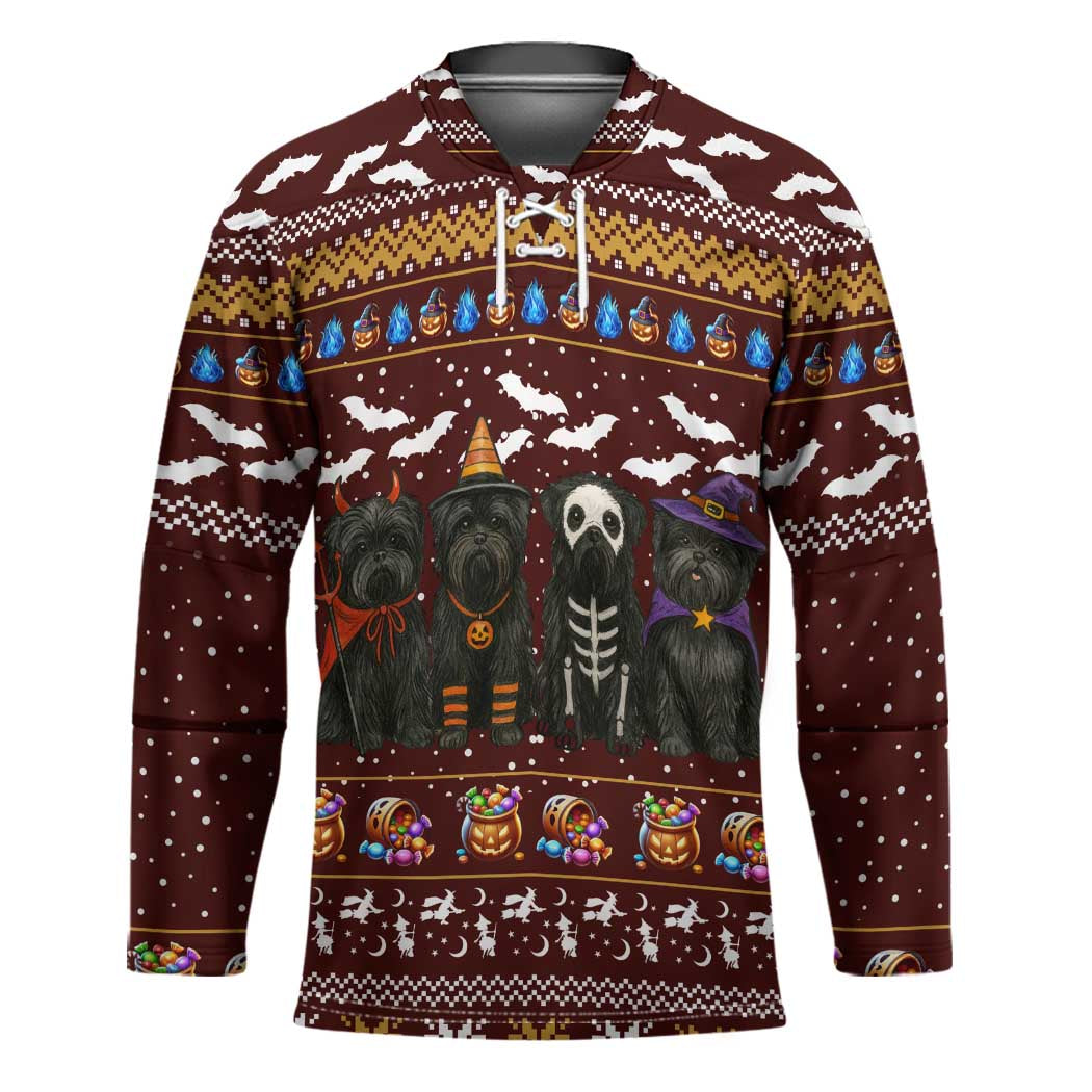 Affenpinscher Dog Halloween Christmas Hockey Jersey Xmas Holiday Patterns - Wonder Print Shop