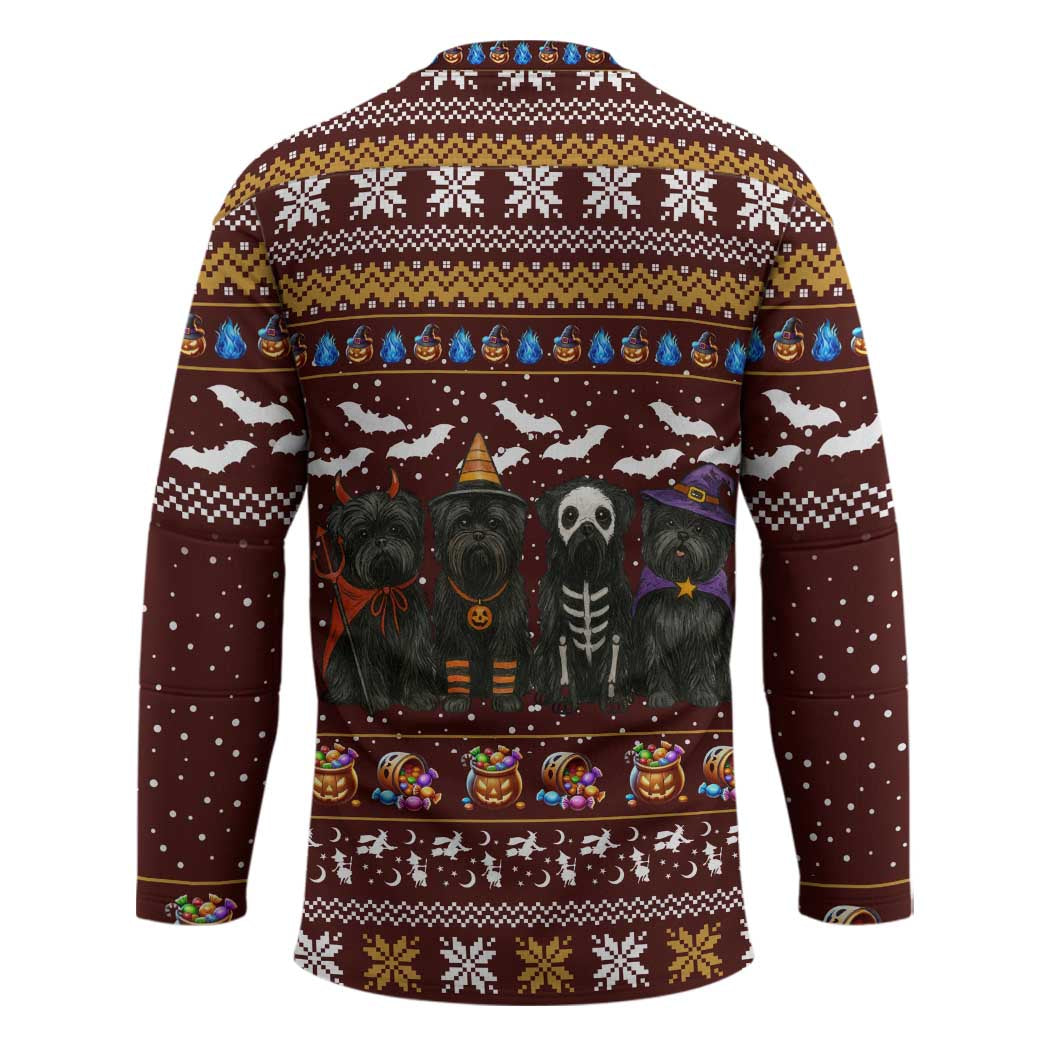 Affenpinscher Dog Halloween Christmas Hockey Jersey Xmas Holiday Patterns - Wonder Print Shop