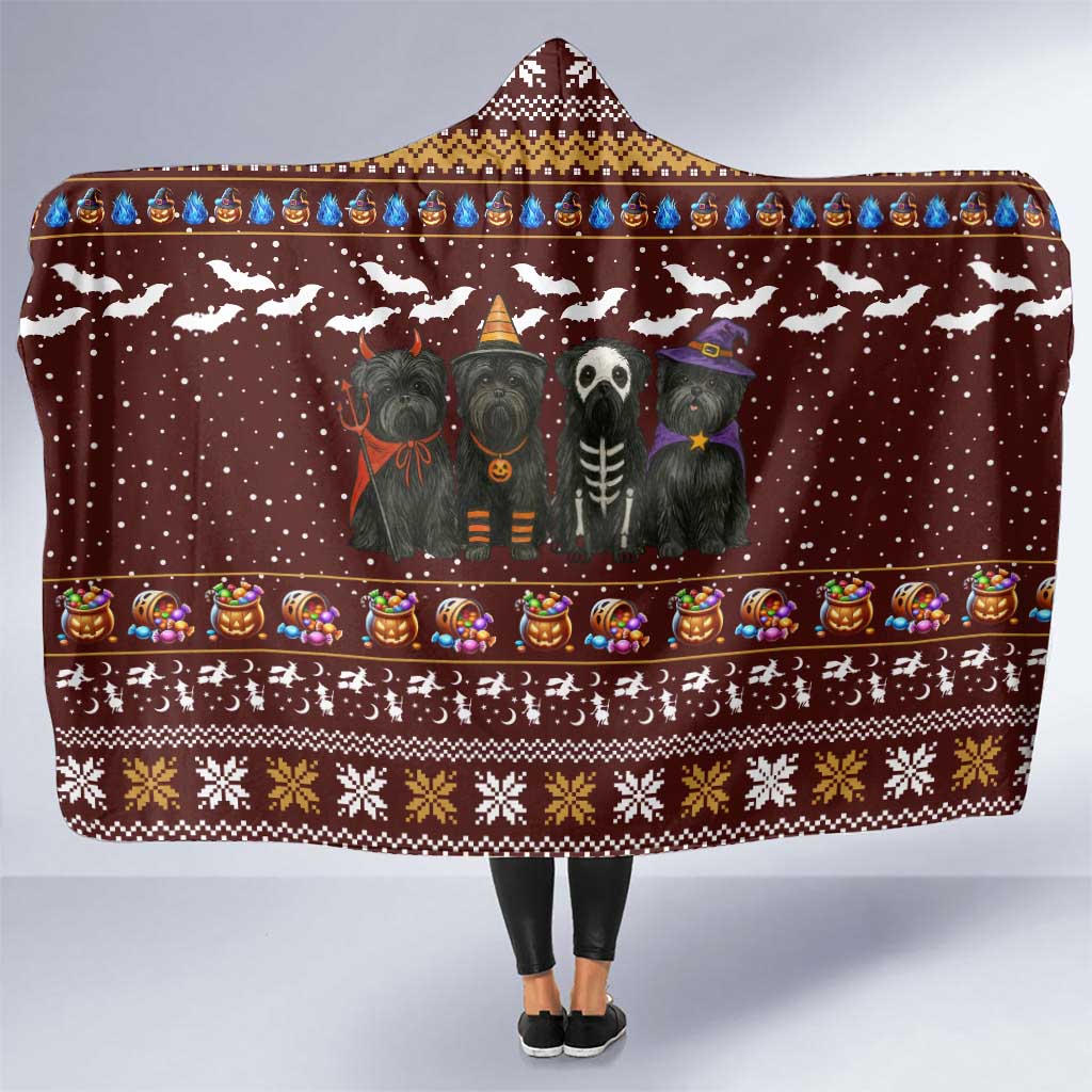 Affenpinscher Dog Halloween Christmas Hooded Blanket Xmas Holiday Patterns - Wonder Print Shop