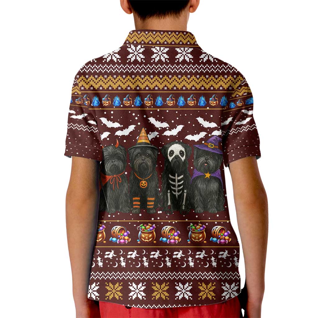 Affenpinscher Dog Halloween Christmas Kid Polo Shirt Xmas Holiday Patterns - Wonder Print Shop