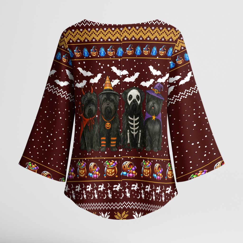 Affenpinscher Dog Halloween Christmas Kimono Sleeve Blouse Xmas Holiday Patterns - Wonder Print Shop