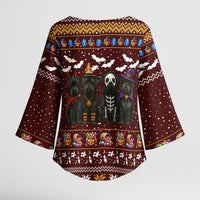 Affenpinscher Dog Halloween Christmas Kimono Sleeve Blouse Xmas Holiday Patterns - Wonder Print Shop