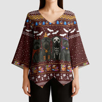 Affenpinscher Dog Halloween Christmas Kimono Sleeve Blouse Xmas Holiday Patterns - Wonder Print Shop