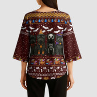 Affenpinscher Dog Halloween Christmas Kimono Sleeve Blouse Xmas Holiday Patterns - Wonder Print Shop