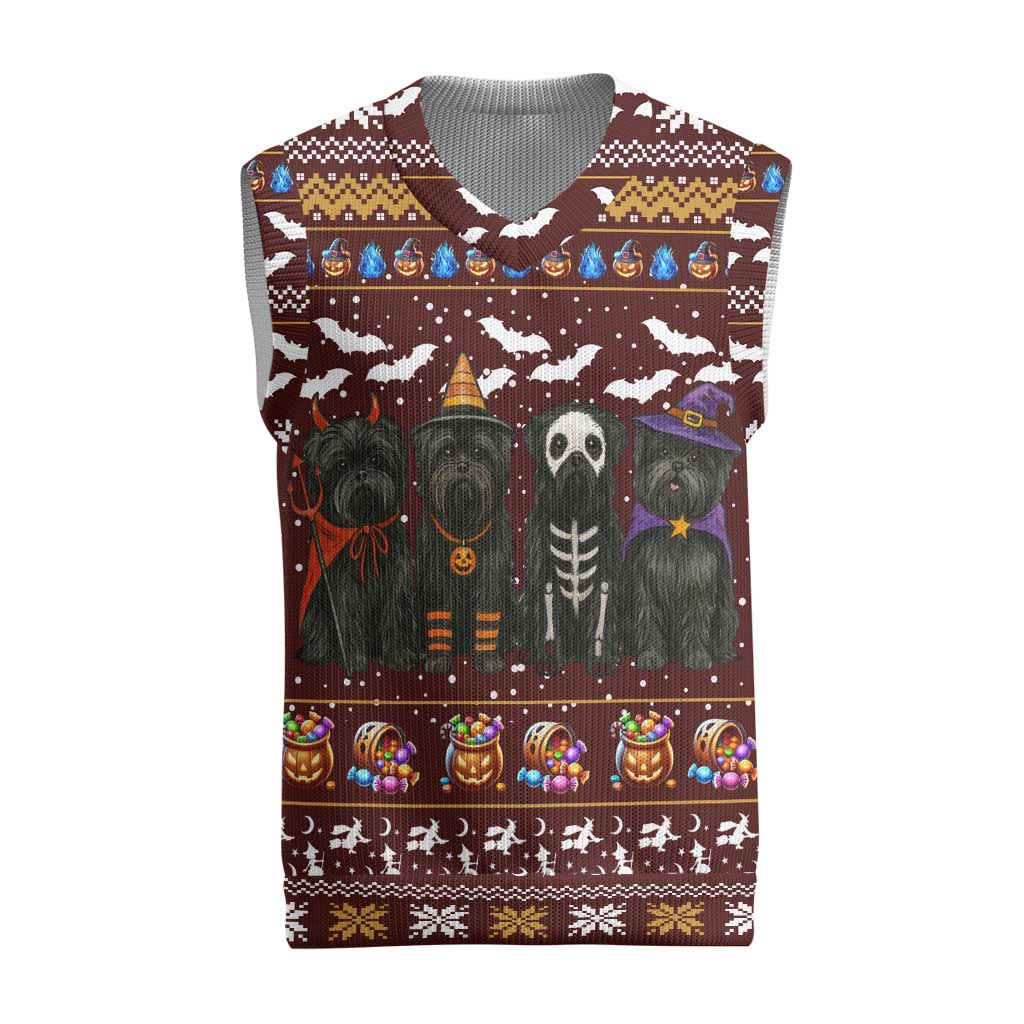 Affenpinscher Dog Halloween Christmas Knitted V-Neck Vest Xmas Holiday Patterns - Wonder Print Shop