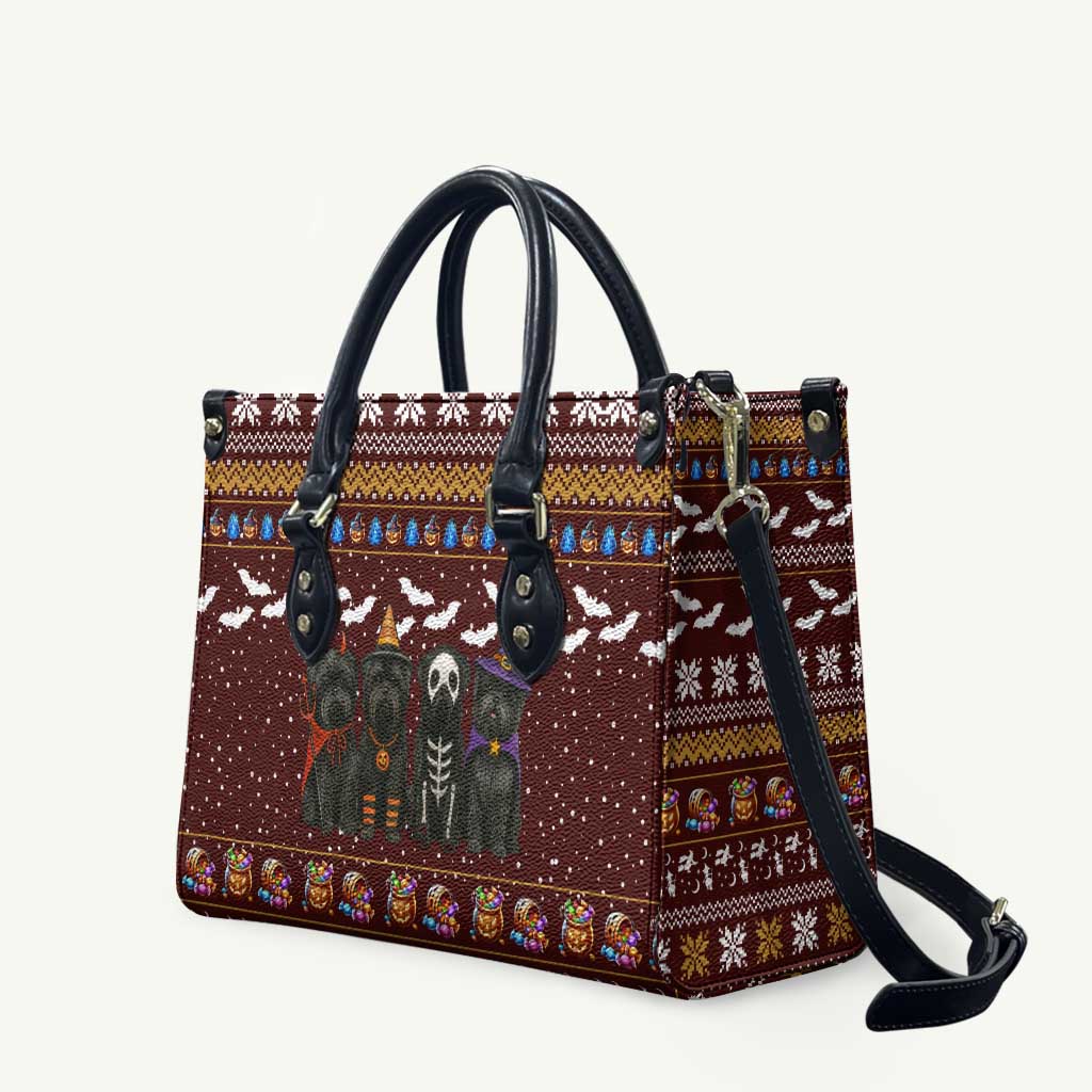 Affenpinscher Dog Halloween Christmas Leather Bag Xmas Holiday Patterns - Wonder Print Shop
