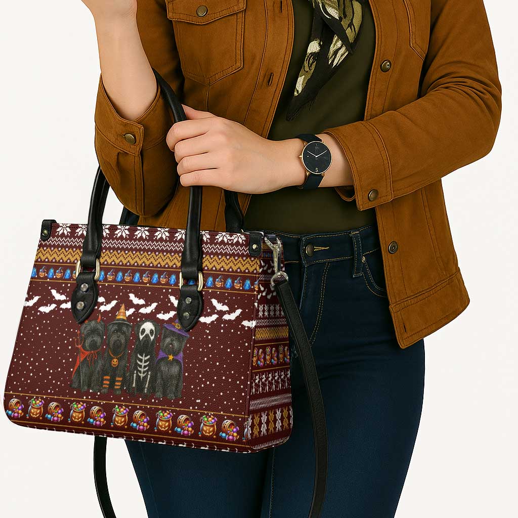 Affenpinscher Dog Halloween Christmas Leather Bag Xmas Holiday Patterns - Wonder Print Shop