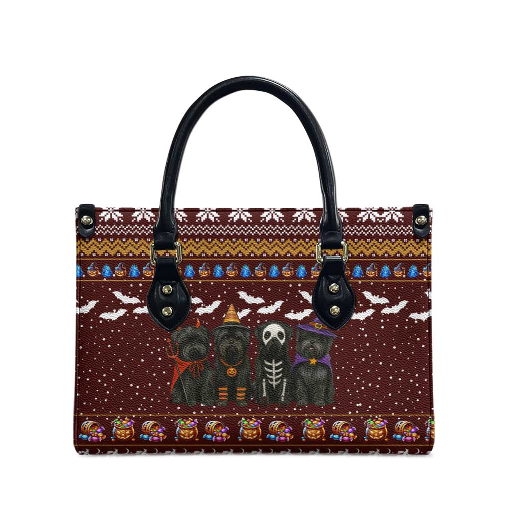 Affenpinscher Dog Halloween Christmas Leather Bag Xmas Holiday Patterns - Wonder Print Shop