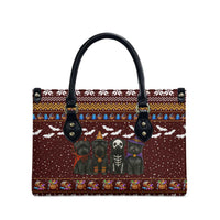 Affenpinscher Dog Halloween Christmas Leather Bag Xmas Holiday Patterns - Wonder Print Shop