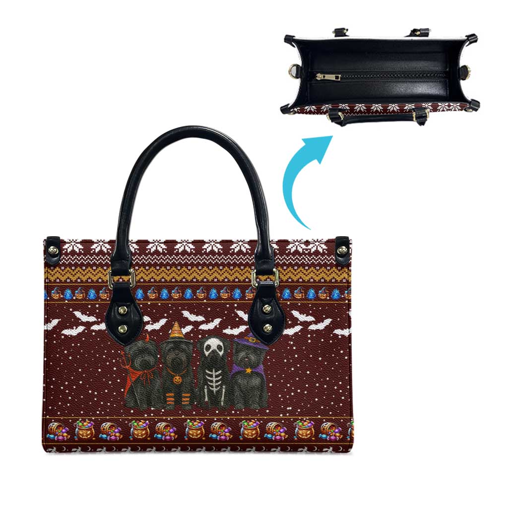 Affenpinscher Dog Halloween Christmas Leather Bag Xmas Holiday Patterns - Wonder Print Shop