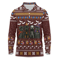 Affenpinscher Dog Halloween Christmas Long Sleeve Polo Shirt Xmas Holiday Patterns - Wonder Print Shop