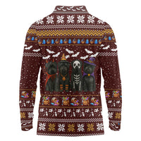 Affenpinscher Dog Halloween Christmas Long Sleeve Polo Shirt Xmas Holiday Patterns - Wonder Print Shop