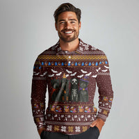 Affenpinscher Dog Halloween Christmas Long Sleeve Polo Shirt Xmas Holiday Patterns - Wonder Print Shop