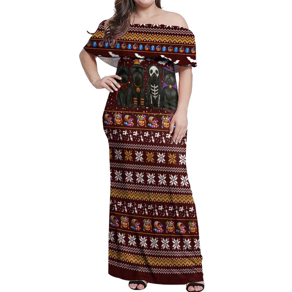 Affenpinscher Dog Halloween Christmas Off Shoulder Maxi Dress Xmas Holiday Patterns - Wonder Print Shop
