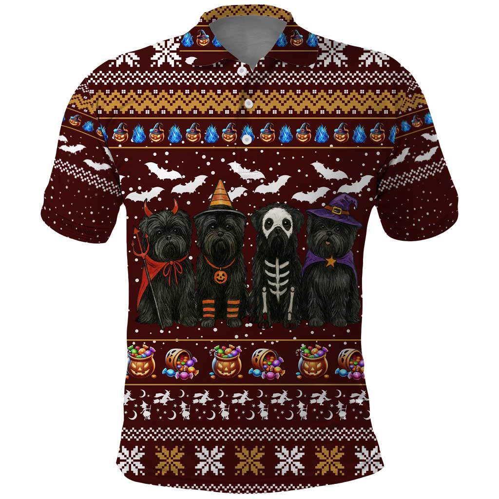 Affenpinscher Dog Halloween Christmas Polo Shirt Xmas Holiday Patterns - Wonder Print Shop