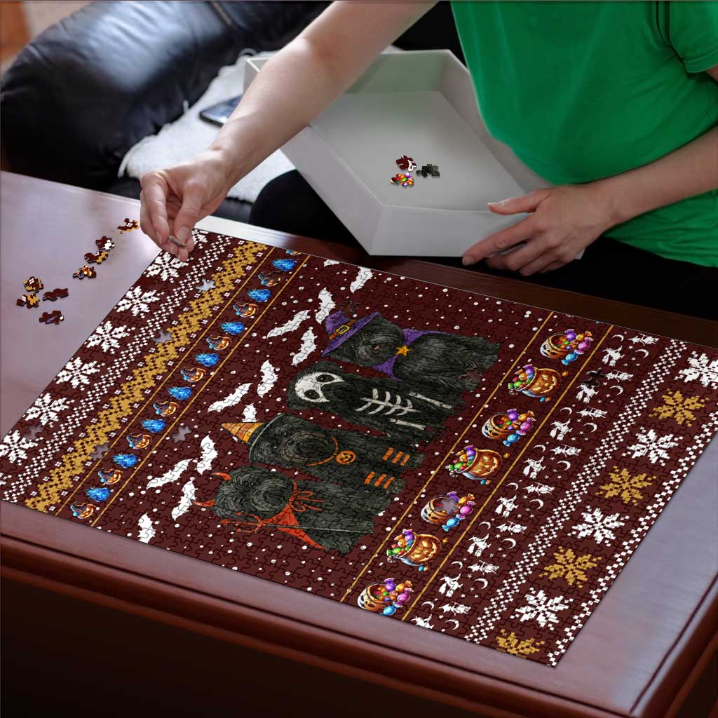 Affenpinscher Dog Halloween Christmas Puzzle Xmas Holiday Patterns - Wonder Print Shop