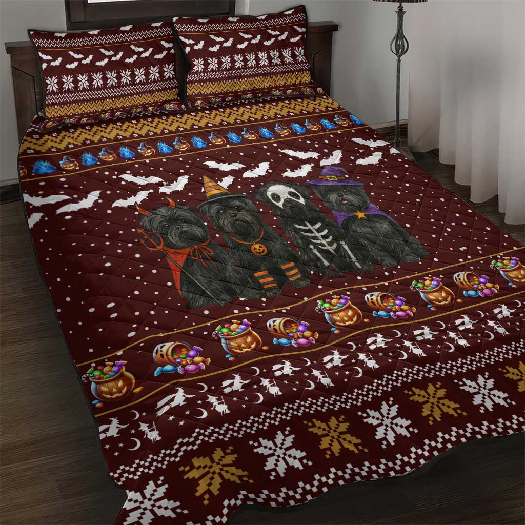 Affenpinscher Dog Halloween Christmas Quilt Bed Set Xmas Holiday Patterns - Wonder Print Shop