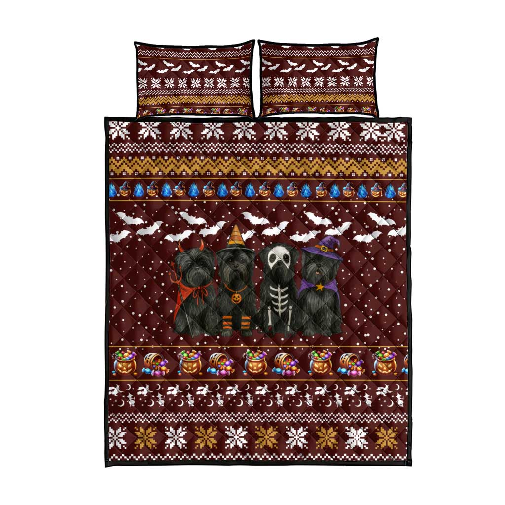 Affenpinscher Dog Halloween Christmas Quilt Bed Set Xmas Holiday Patterns - Wonder Print Shop