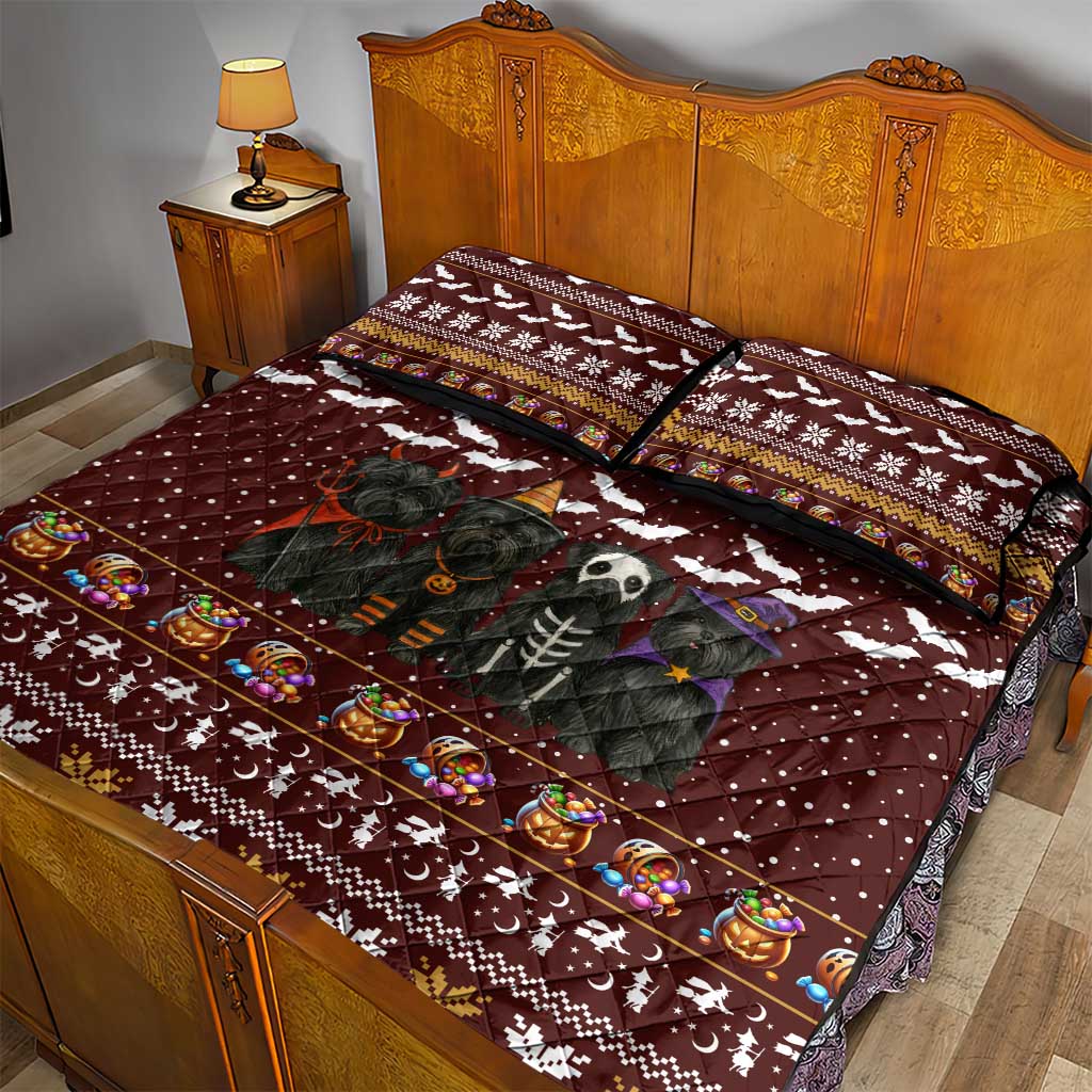 Affenpinscher Dog Halloween Christmas Quilt Bed Set Xmas Holiday Patterns - Wonder Print Shop