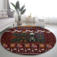 Affenpinscher Dog Halloween Christmas Round Carpet Xmas Holiday Patterns - Wonder Print Shop