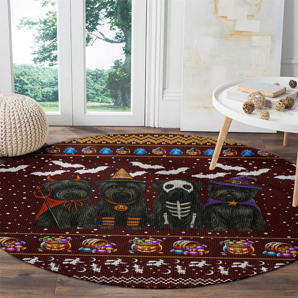 Affenpinscher Dog Halloween Christmas Round Carpet Xmas Holiday Patterns - Wonder Print Shop