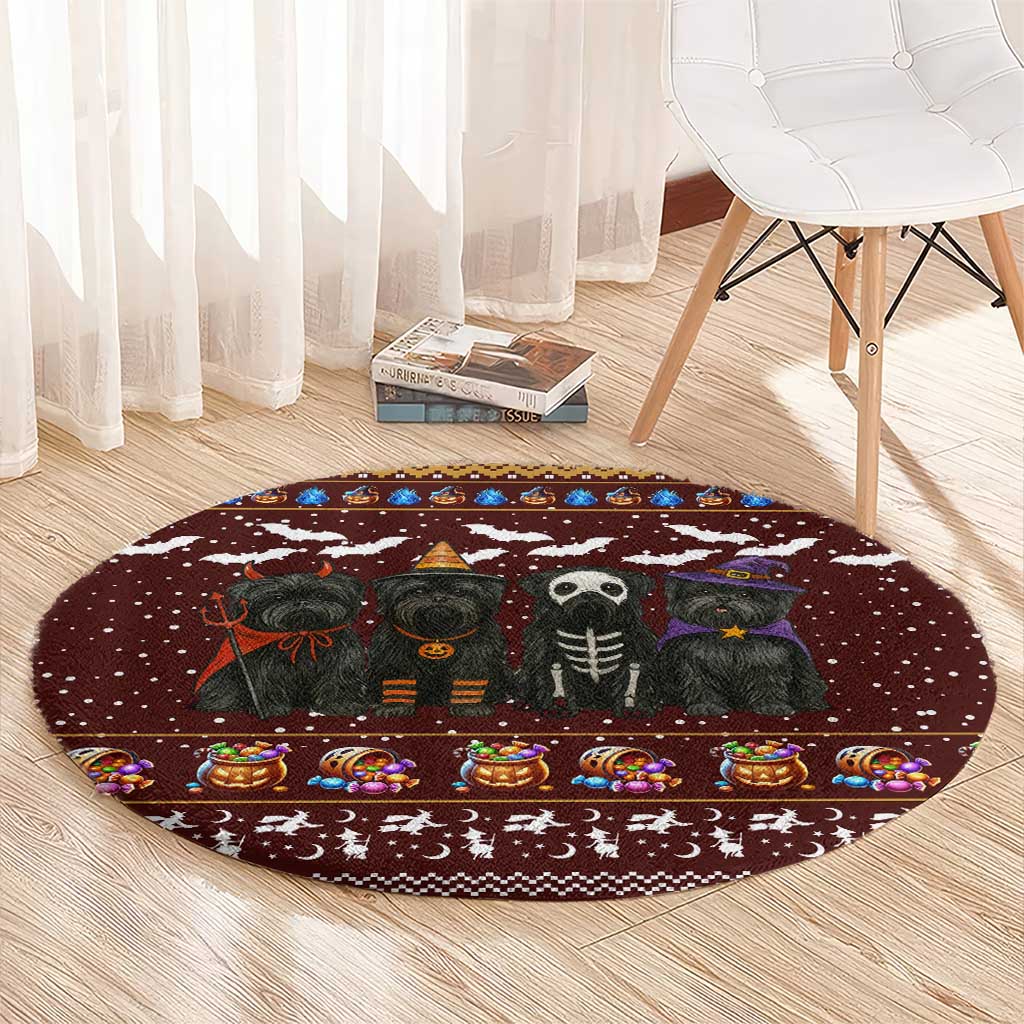 Affenpinscher Dog Halloween Christmas Round Carpet Xmas Holiday Patterns - Wonder Print Shop