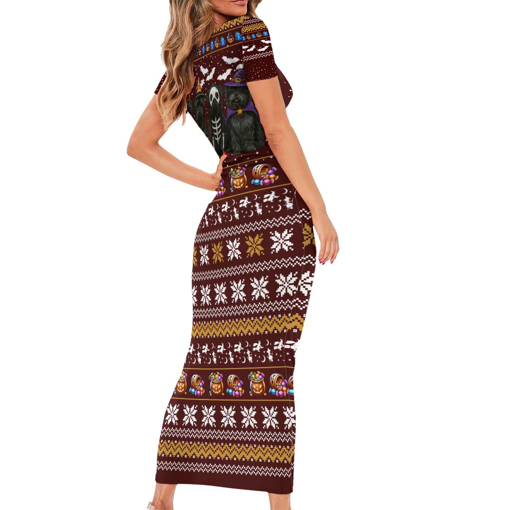 Affenpinscher Dog Halloween Christmas Short Sleeve Bodycon Dress Xmas Holiday Patterns - Wonder Print Shop