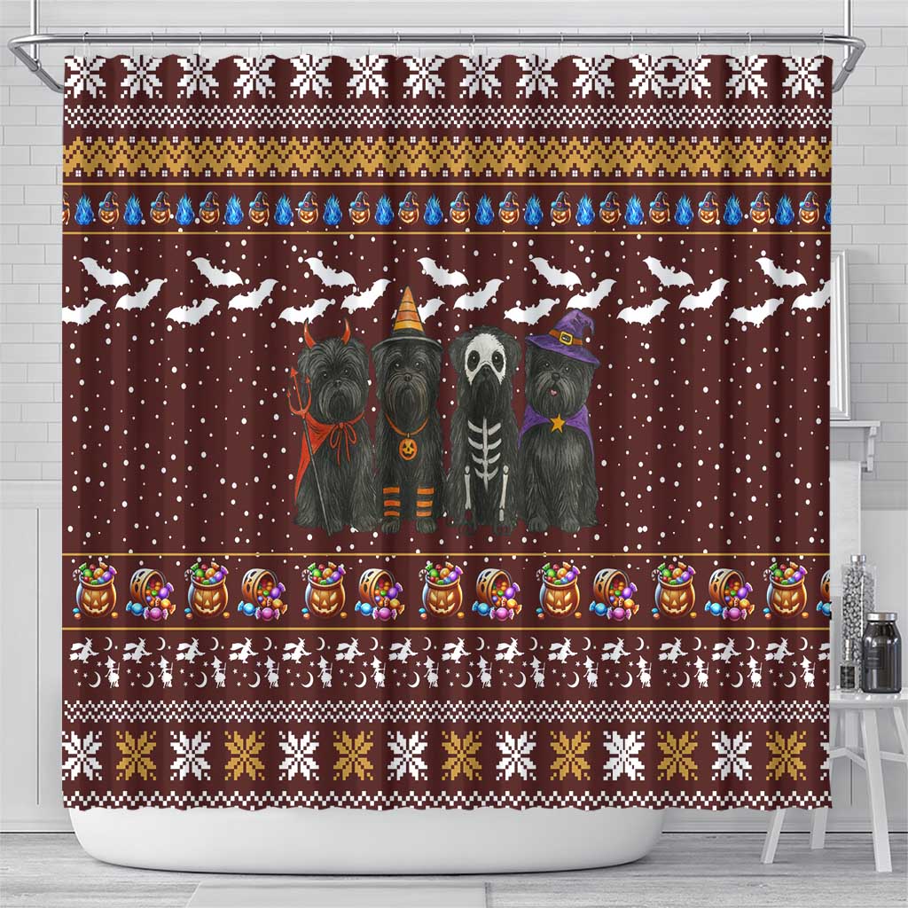 Affenpinscher Dog Halloween Christmas Shower Curtain Xmas Holiday Patterns - Wonder Print Shop