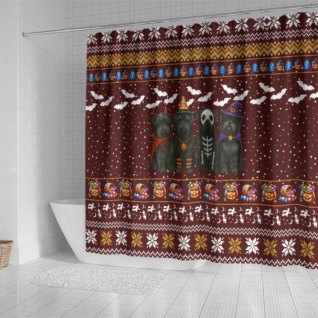 Affenpinscher Dog Halloween Christmas Shower Curtain Xmas Holiday Patterns - Wonder Print Shop