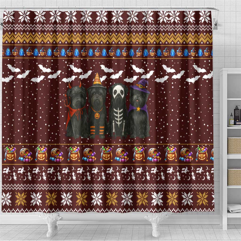 Affenpinscher Dog Halloween Christmas Shower Curtain Xmas Holiday Patterns - Wonder Print Shop