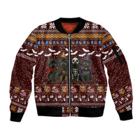 Affenpinscher Dog Halloween Christmas Sleeve Zip Bomber Jacket Xmas Holiday Patterns - Wonder Print Shop