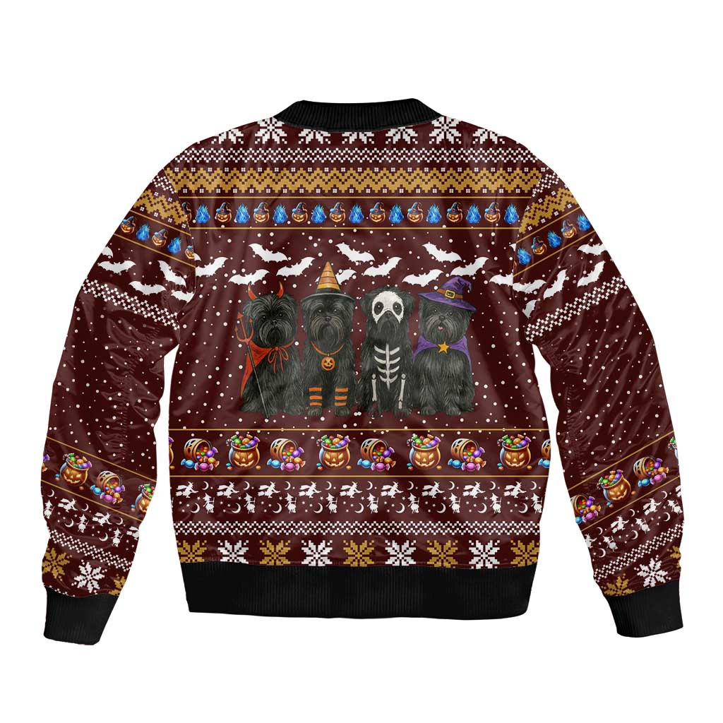 Affenpinscher Dog Halloween Christmas Sleeve Zip Bomber Jacket Xmas Holiday Patterns - Wonder Print Shop