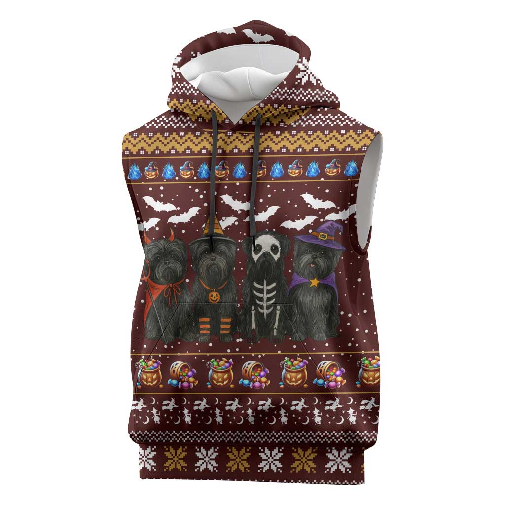 Affenpinscher Dog Halloween Christmas Sleeveless Hoodie Xmas Holiday Patterns - Wonder Print Shop