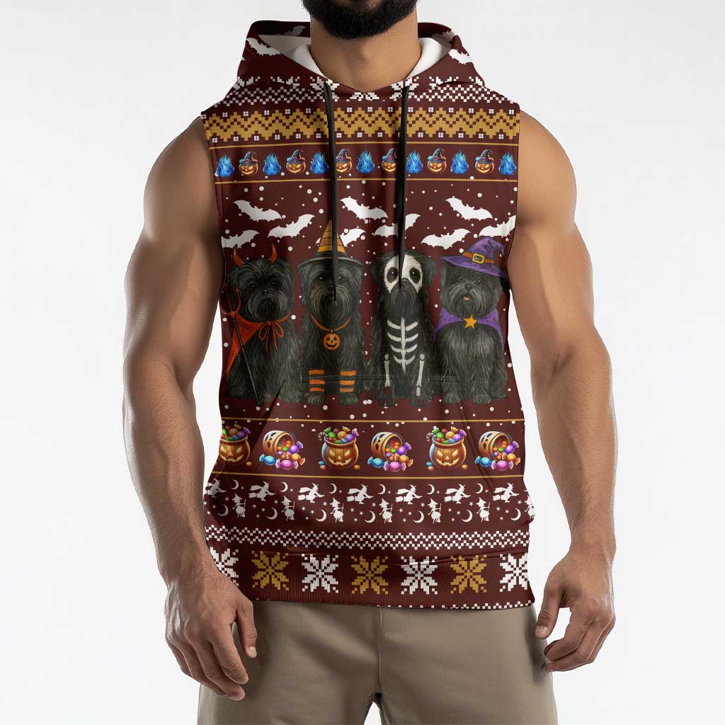 Affenpinscher Dog Halloween Christmas Sleeveless Hoodie Xmas Holiday Patterns - Wonder Print Shop