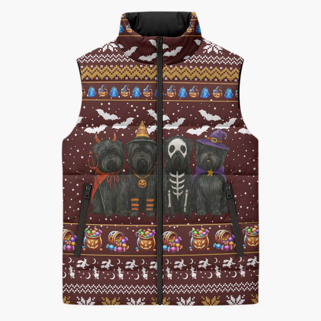 Affenpinscher Dog Halloween Christmas Sleeveless Puffer Jacket Xmas Holiday Patterns - Wonder Print Shop