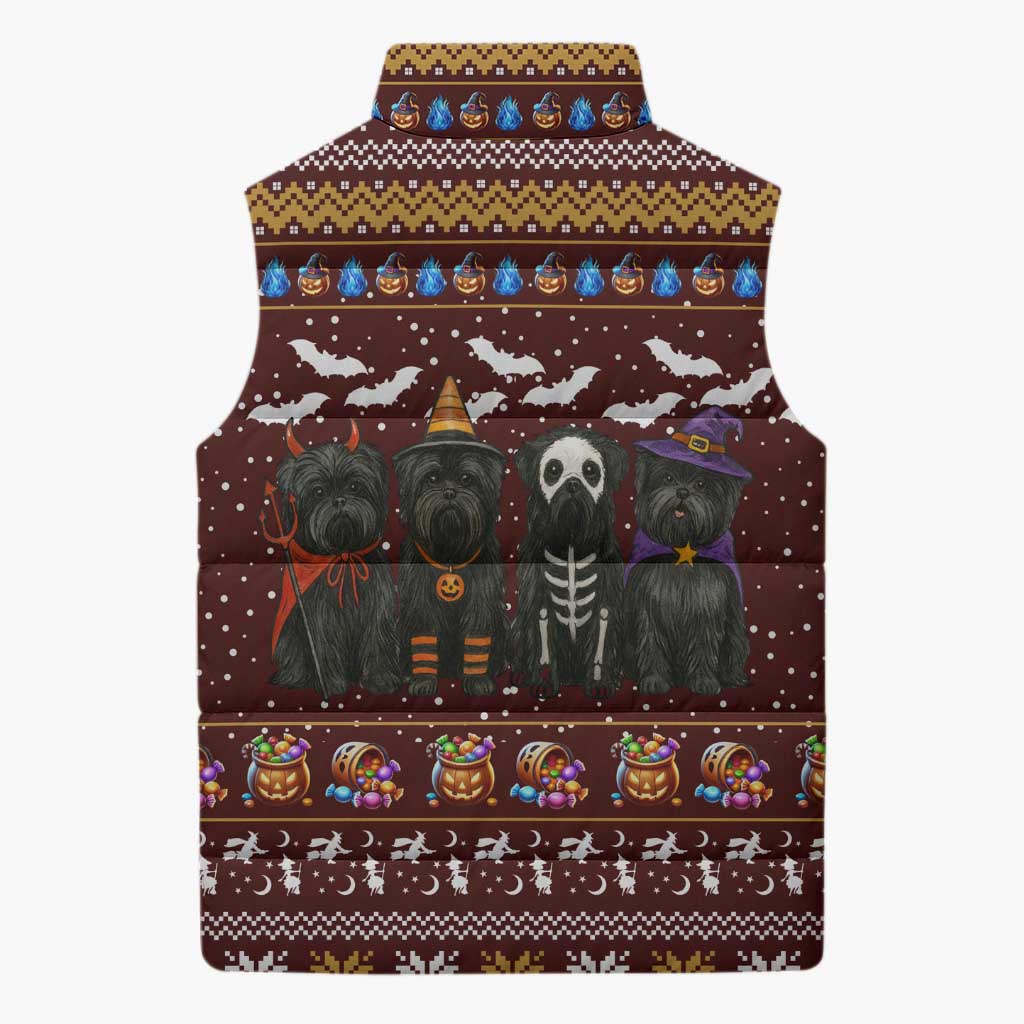 Affenpinscher Dog Halloween Christmas Sleeveless Puffer Jacket Xmas Holiday Patterns - Wonder Print Shop