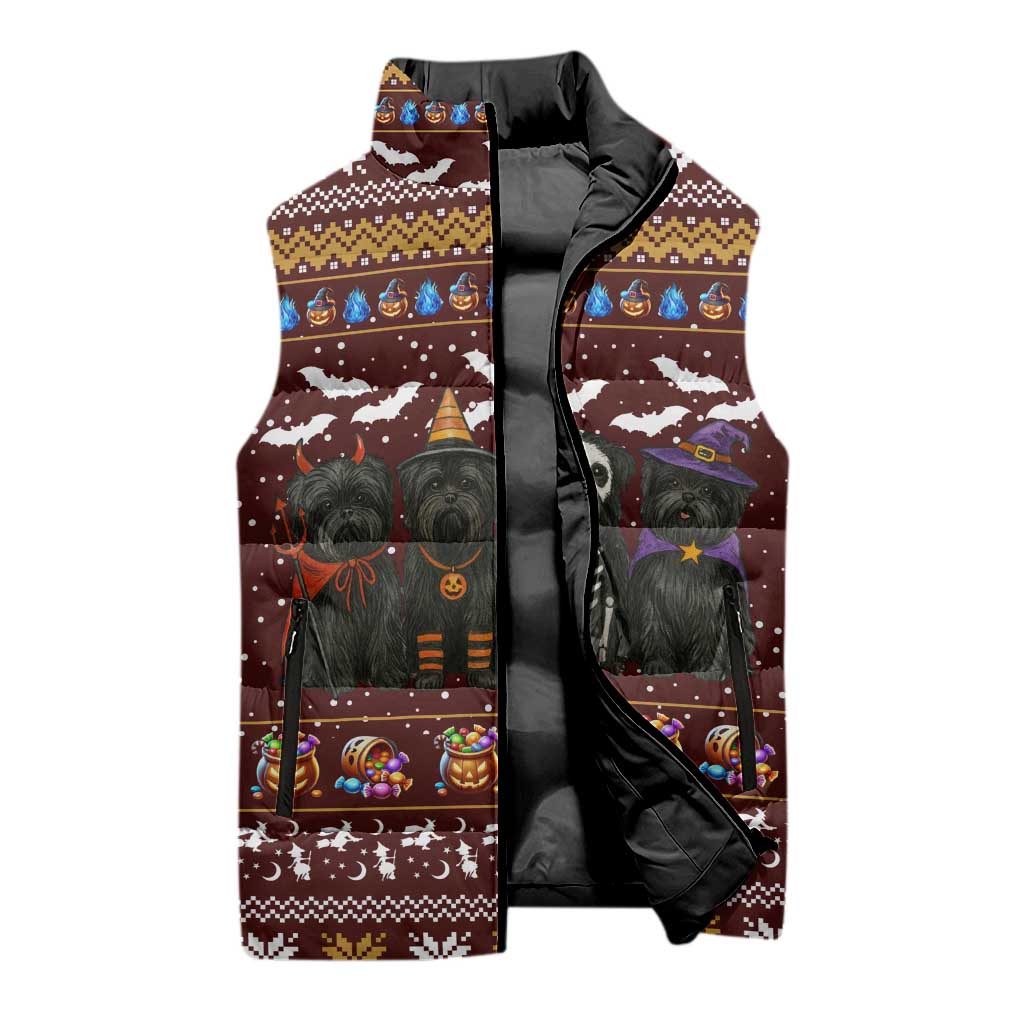 Affenpinscher Dog Halloween Christmas Sleeveless Puffer Jacket Xmas Holiday Patterns - Wonder Print Shop