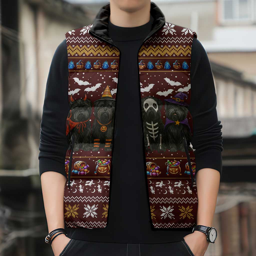 Affenpinscher Dog Halloween Christmas Sleeveless Puffer Jacket Xmas Holiday Patterns - Wonder Print Shop