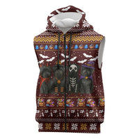Affenpinscher Dog Halloween Christmas Sleeveless Zip Hoodie Xmas Holiday Patterns - Wonder Print Shop