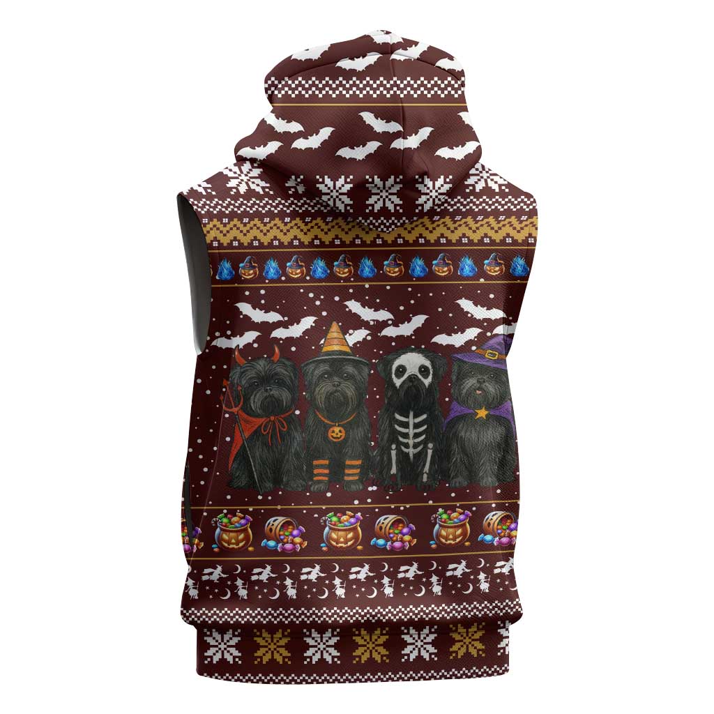 Affenpinscher Dog Halloween Christmas Sleeveless Zip Hoodie Xmas Holiday Patterns - Wonder Print Shop