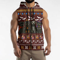 Affenpinscher Dog Halloween Christmas Sleeveless Zip Hoodie Xmas Holiday Patterns - Wonder Print Shop