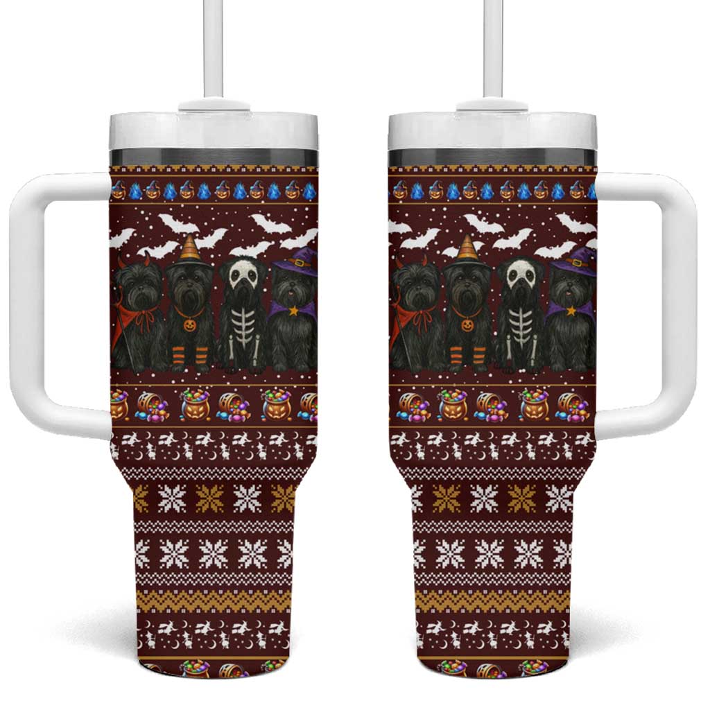 Affenpinscher Dog Halloween Christmas Tumbler With Handle Xmas Holiday Patterns - Wonder Print Shop
