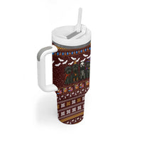 Affenpinscher Dog Halloween Christmas Tumbler With Handle Xmas Holiday Patterns - Wonder Print Shop