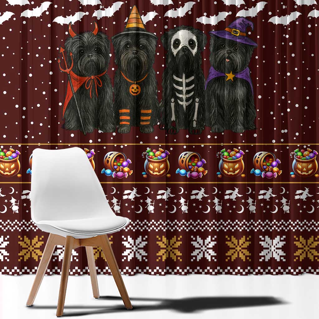 Affenpinscher Dog Halloween Christmas Window Curtain Xmas Holiday Patterns - Wonder Print Shop