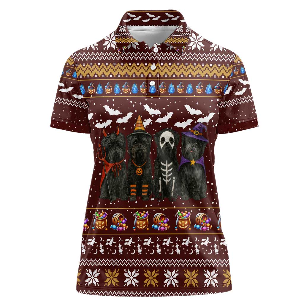 Affenpinscher Dog Halloween Christmas Women Polo Shirt Xmas Holiday Patterns - Wonder Print Shop